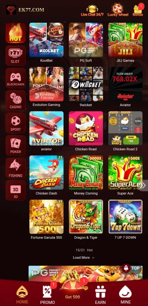EK77 Game Pakistan – Online Casino & Real Earning App | Download APK 2026 screenshot 1