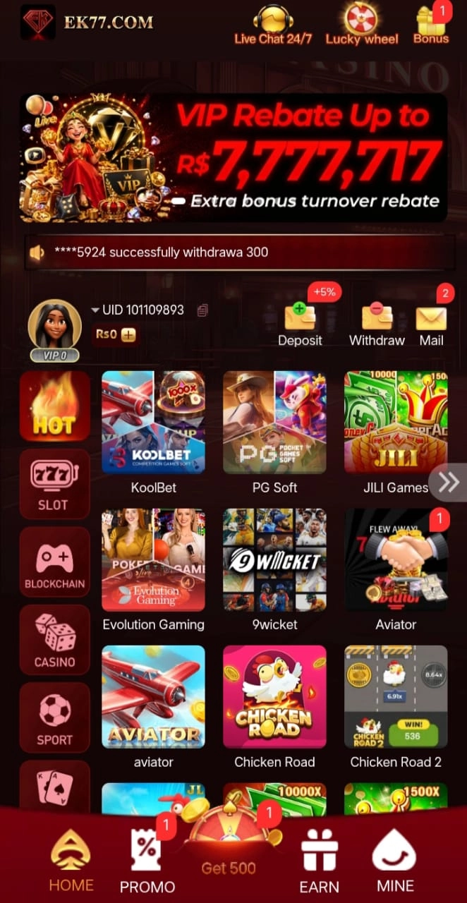 EK77 Game Pakistan – Online Casino & Real Earning App | Download APK 2026 screenshot 2